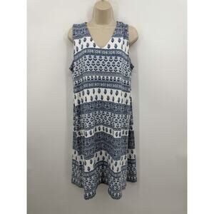 J Jill NWT V Neck Floral A Line Dress Sleeveless Wearever Collection Large Tall